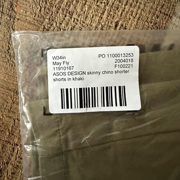 ASOS Design men’s Skinny Chino shorter shorts in khaki W34 - Picture 8 of 8